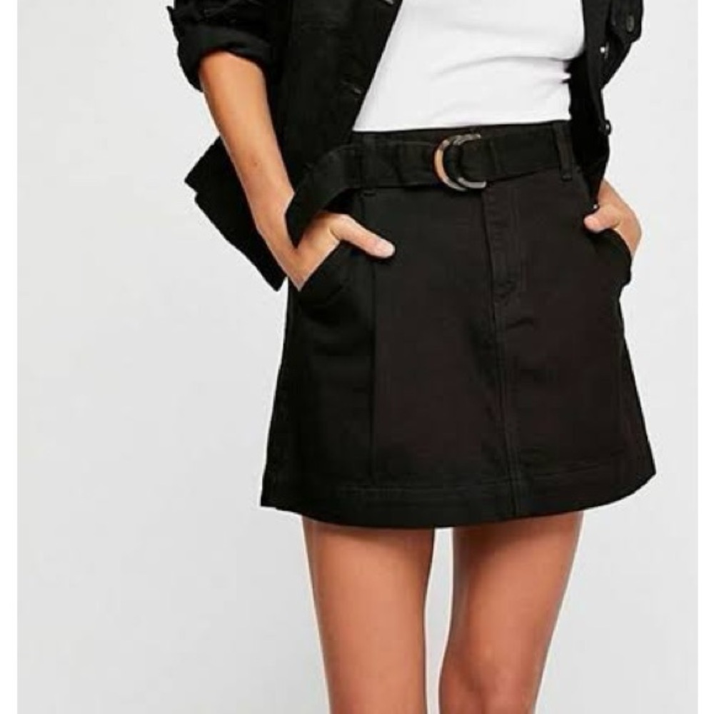 Free People 29 Black Jade Belted Skirt